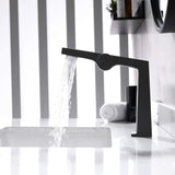 Single Handle Bathroom Basin Faucet with Rectangular Spout and Knurled Side Handle
