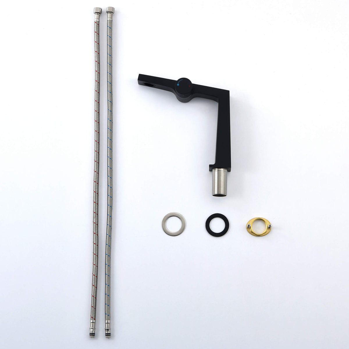 Single Handle Bathroom Basin Faucet with Rectangular Spout and Knurled Side Handle