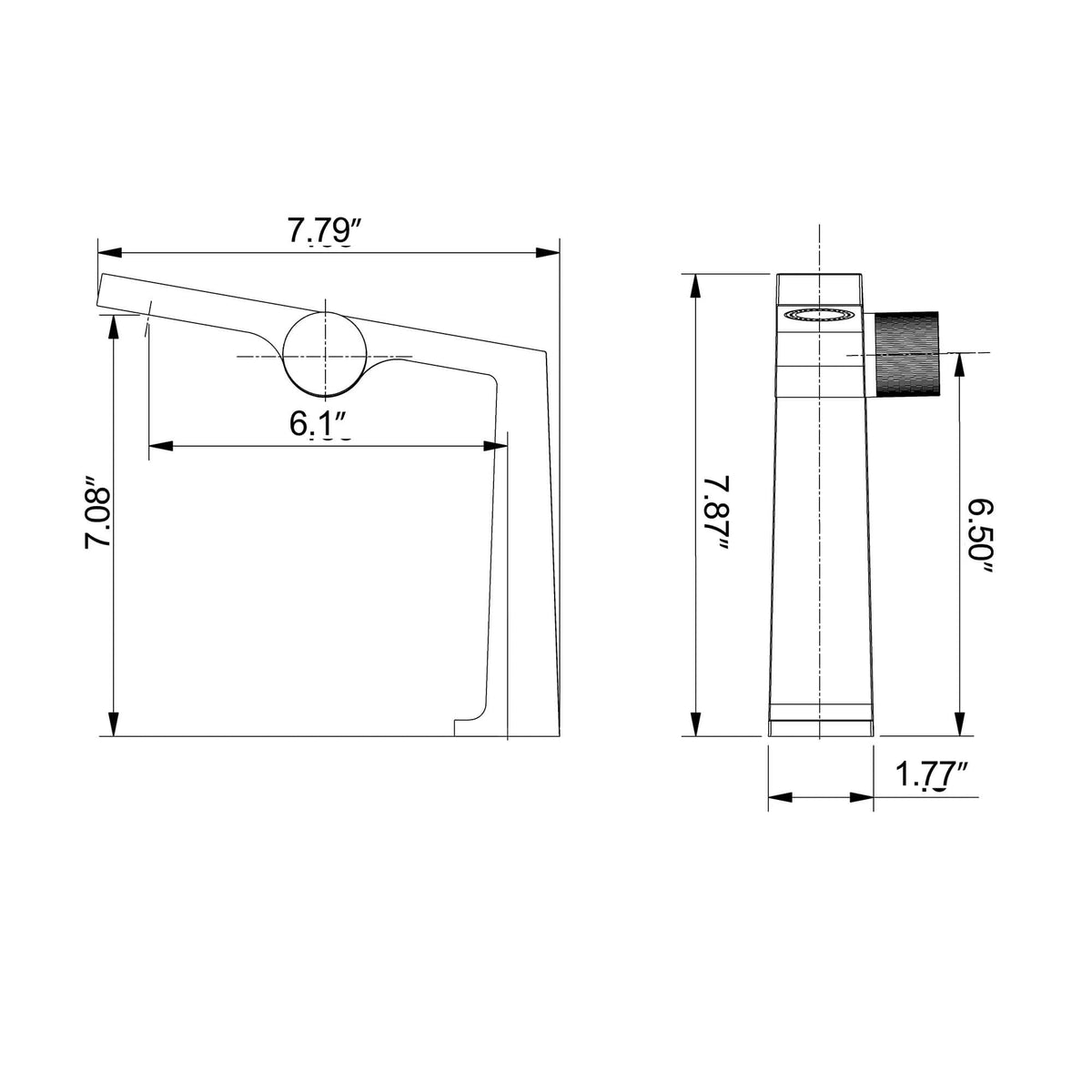 Single Handle Bathroom Basin Faucet with Rectangular Spout and Knurled Side Handle