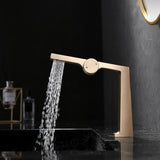 Single Handle Bathroom Basin Faucet with Rectangular Spout and Knurled Side Handle