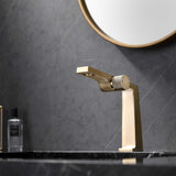 Single Handle Bathroom Basin Faucet with Rectangular Spout and Knurled Side Handle