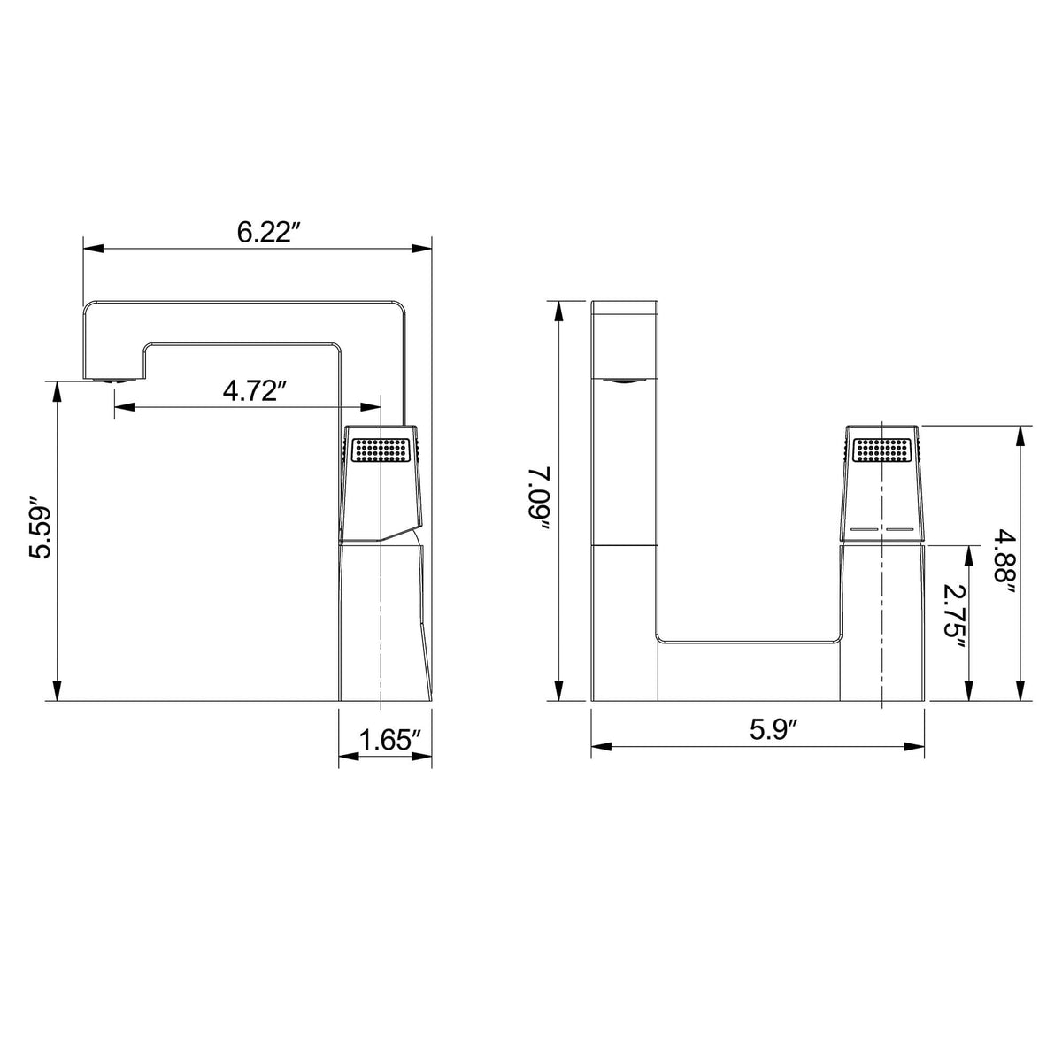 Single Handle Bathroom Basin Faucet with Open Square Frame