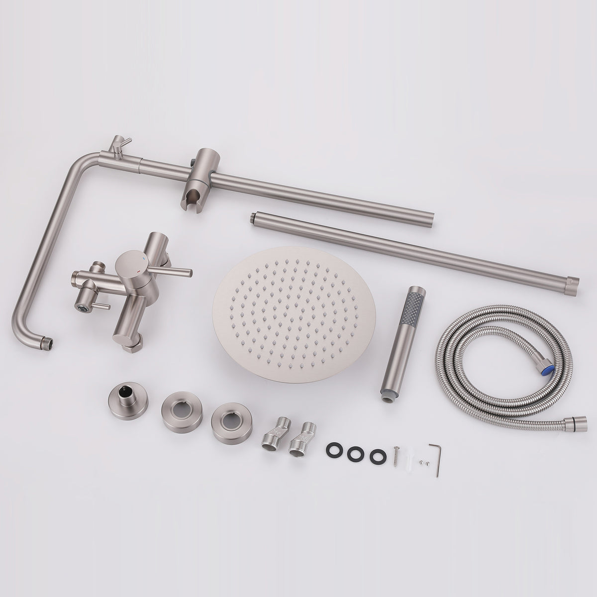 Outdoor Shower Fixture with 304 Stainless Steel 10-Inch Rainfall Shower Head and Adjustable Slide Bar
