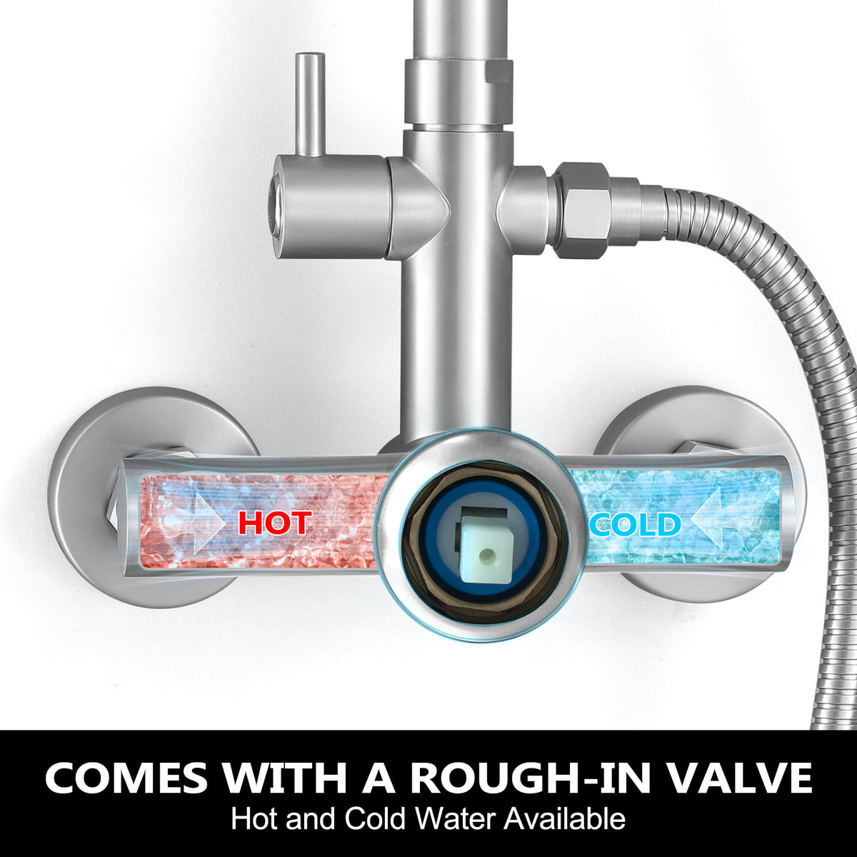 Outdoor Shower Fixture with 304 Stainless Steel 10-Inch Rainfall Shower Head and Adjustable Slide Bar