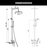 Outdoor Shower Fixture with 304 Stainless Steel 10” Rainfall Shower Head and Adjustable Slide Bar