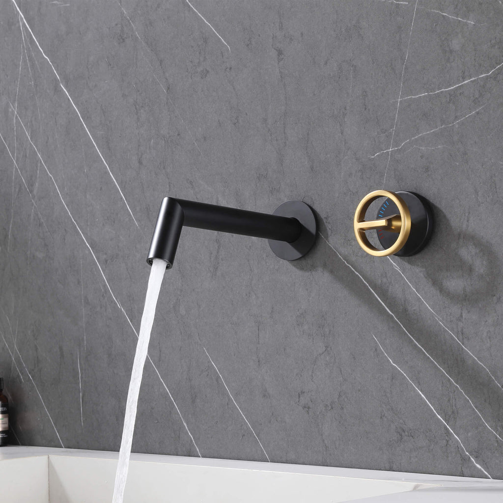 Wall Mount Bathroom Sink Faucet Industrial Style Fashion Design Matte Black JK0291