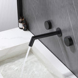 Wall Mount Bathroom Sink Faucet Double Handle with Rough-in Valve Matte Black JK0295