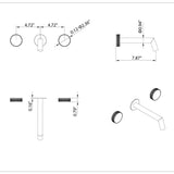 Sleek Wall-Mounted Sink Faucet with Dual Handles and Rough-In Valve
