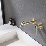 Industrial Style Bathroom Vanity Faucet Wall Mounted Flexible Spout Brushed Gold JK0298