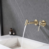 Industrial Style Bathroom Vanity Faucet Wall Mounted Flexible Spout Brushed Gold JK0298