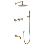 Wall Mount Tub Shower Faucet Set with Tub Spout and 3-Cross Handles JK0300