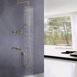 Wall-Mounted Tub Shower Kit with Spout and Triple Handle Controls