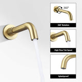Wall-Mounted Tub Shower Kit with Spout and Triple Handle Controls