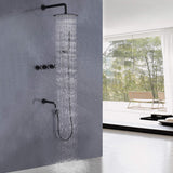 Wall Mount Rainfall Bathtub Shower System with Tub Spout Brushed Gold JK0299