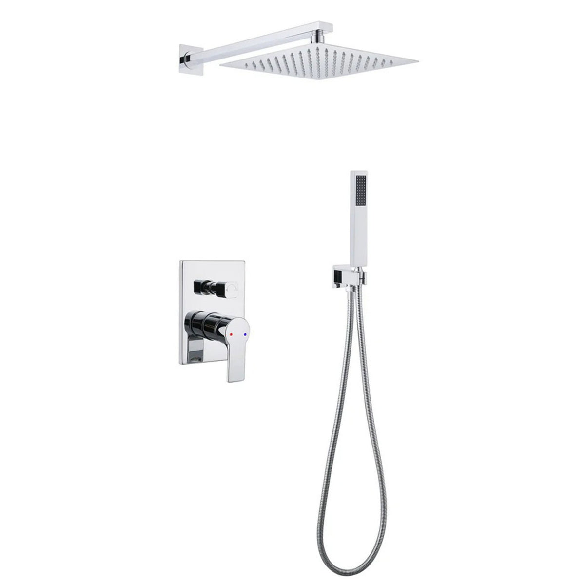 Wall-Mounted Rain Shower System with Pressure-Balanced Valve