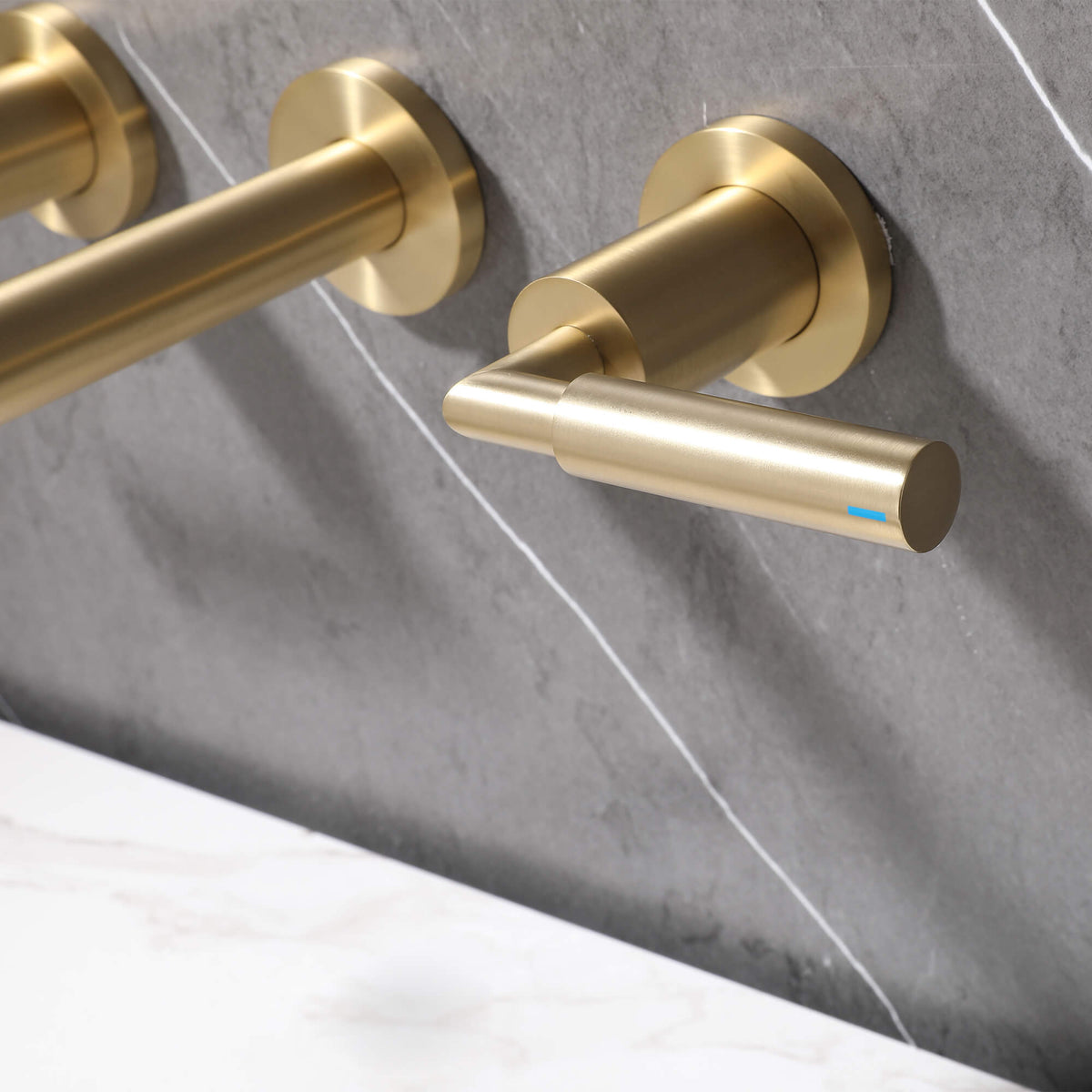 Wall-Mounted Bathroom Faucet with Drain Assembly Solid Brass Sink Mixer Set
