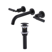 Wall-Mounted Bathroom Faucet with Drain Assembly Solid Brass Sink Mixer Set