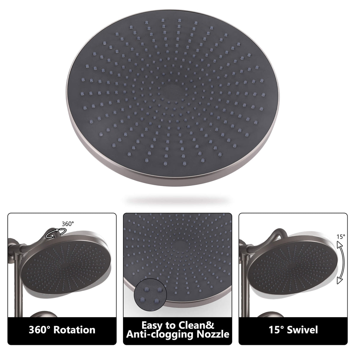 Shower Set with 10-Inch Rainfall Head and 5-Function Handheld Shower Head Combo