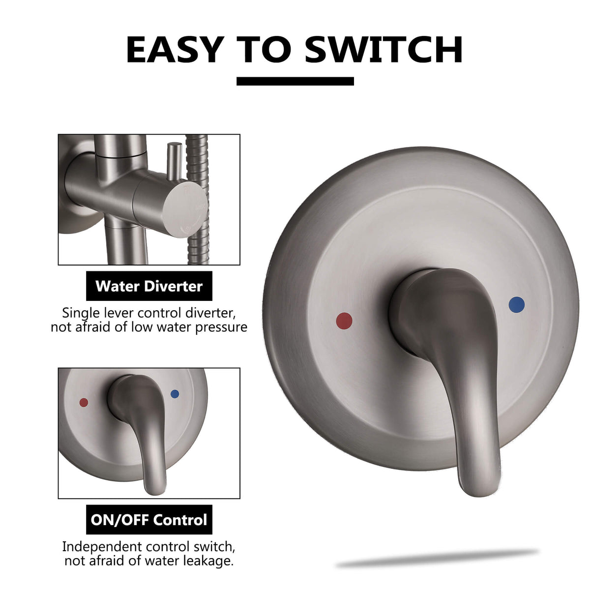 Shower Set with 10-Inch Rainfall Head and 5-Function Handheld Shower Head Combo