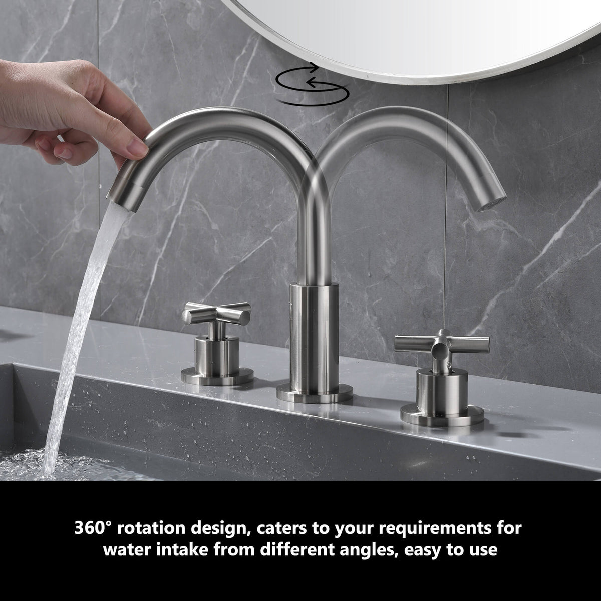 Widespread Bathroom Faucet with Cross Handles Solid Brass Dual Handle Sink Faucet