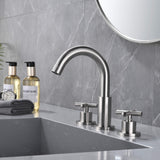 Cross Handle Widespread Bathroom Faucet with 360° Rotation Spout RB1065