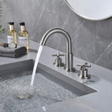 3-Piece Faucet Set with Arched Spout and Cross Knobs