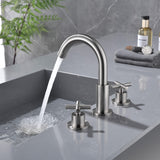 Cross Handle Widespread Bathroom Faucet with 360° Rotation Spout RB1065