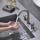 Cross Handle Widespread Bathroom Faucet with 360° Rotation Spout RB1065