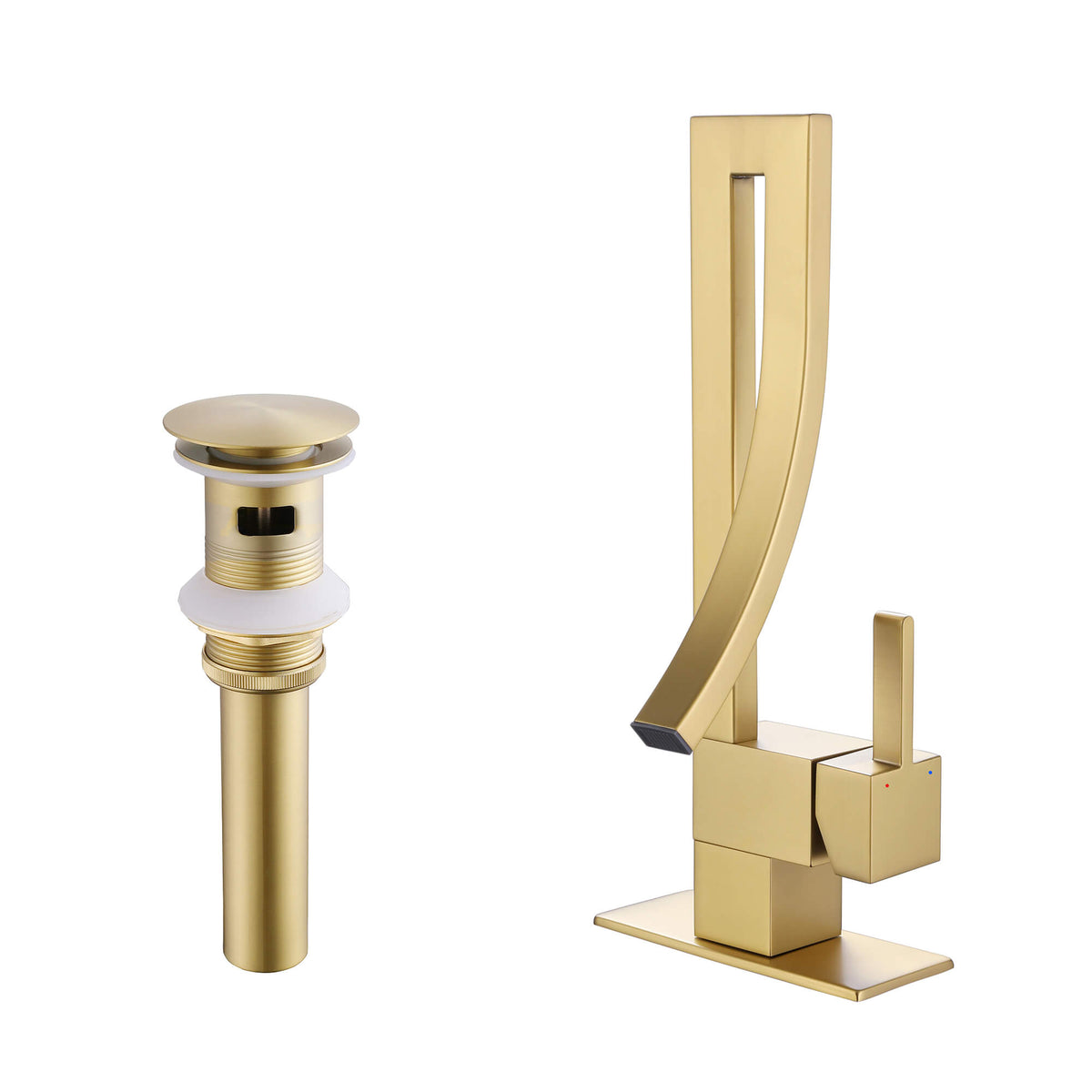 Single Handle Deck Mounted Vessel Sink Faucet Waterfall Bathroom Faucet with Pop-Up Drain