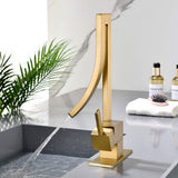 Single Handle Deck Mounted Vessel Sink Faucet Waterfall Bathroom Faucet with Pop-Up Drain