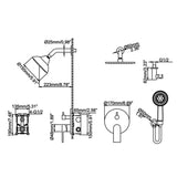 Shower System with 5-Setting Shower Head and 3-Setting Handheld Spray