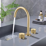 Widespread Gooseneck Faucet with Minimalist Cylinder Handles