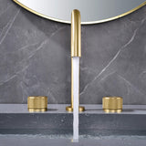 Widespread Gooseneck Faucet with Minimalist Cylinder Handles