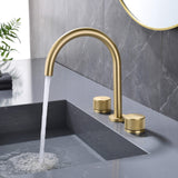 Widespread Gooseneck Faucet with Minimalist Cylinder Handles