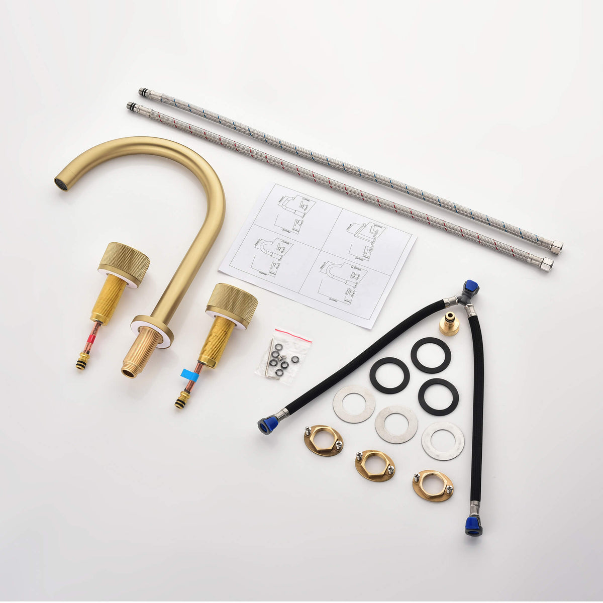 Widespread Gooseneck Faucet with Minimalist Cylinder Handles
