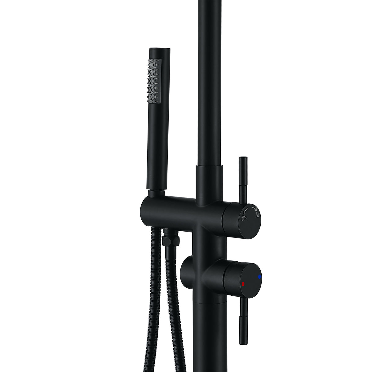 304 Stainless Steel Outdoor Shower Adjustable Height Freestanding Shower with Rainfall & Handheld Head