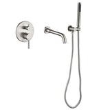 Wall-Mounted Tub Filler with Integrated Handheld Shower