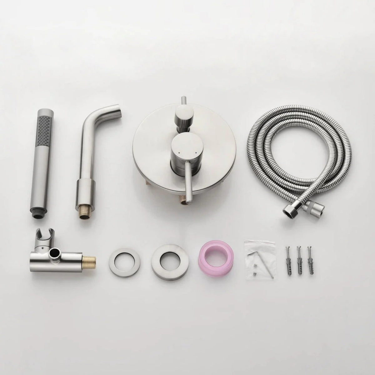 Wall-Mounted Tub Faucet with Integrated Handheld Shower