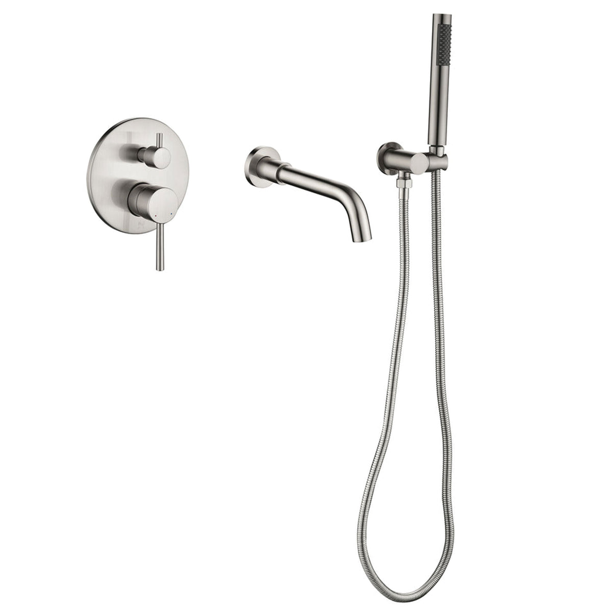 Wall-Mounted Tub Faucet with Hand Shower & 360° Swivel Spout