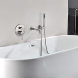 Wall Mount Bathtub Faucet with Handheld Hose Bathtub Mixer Tap Set Brushed Nickel JK0328