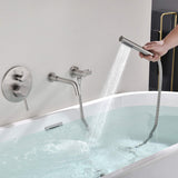 Wall Mount Bathtub Faucet with Handheld Hose Bathtub Mixer Tap Set Brushed Nickel JK0328