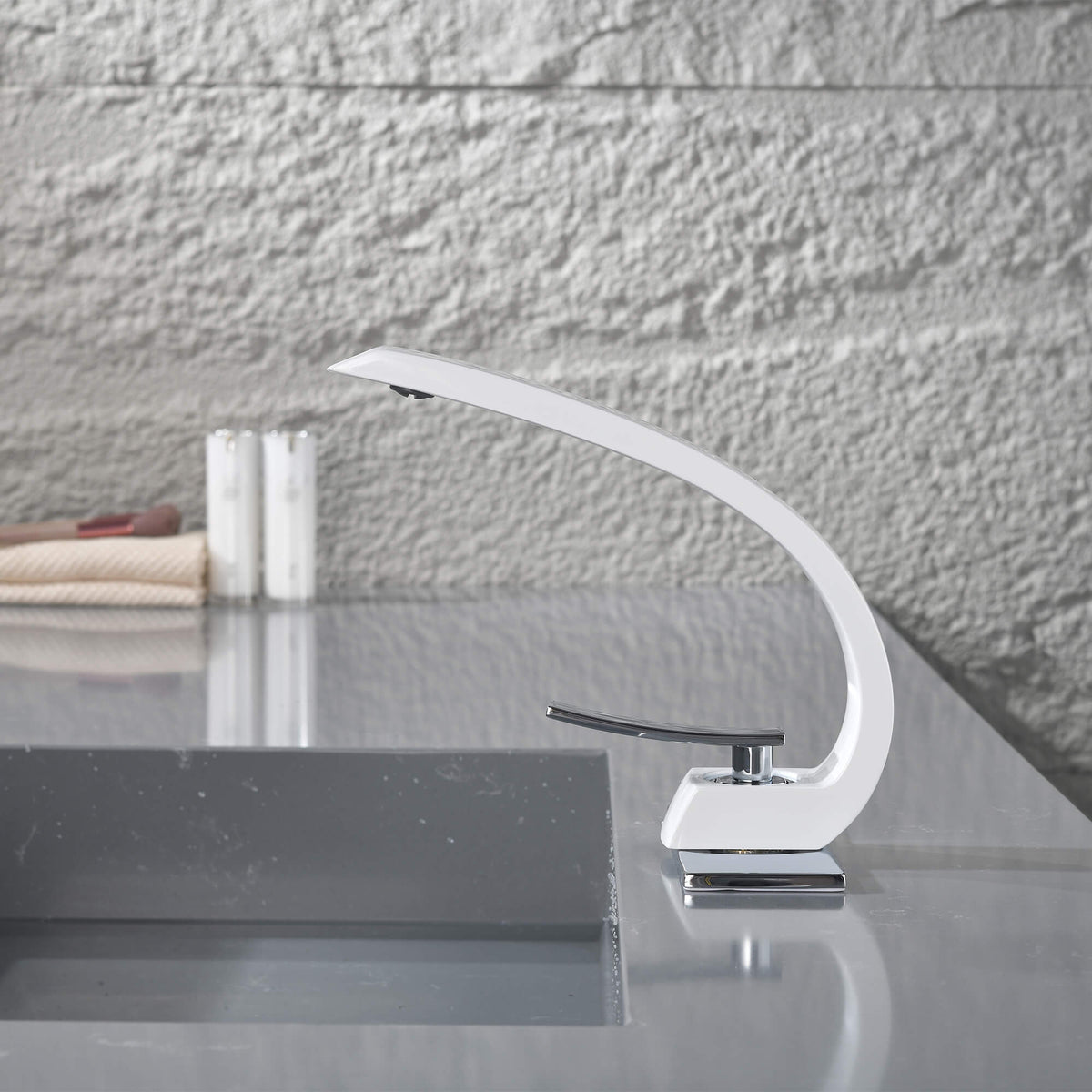 Arc Spout Single Lever Faucet for Deck-Mount Install