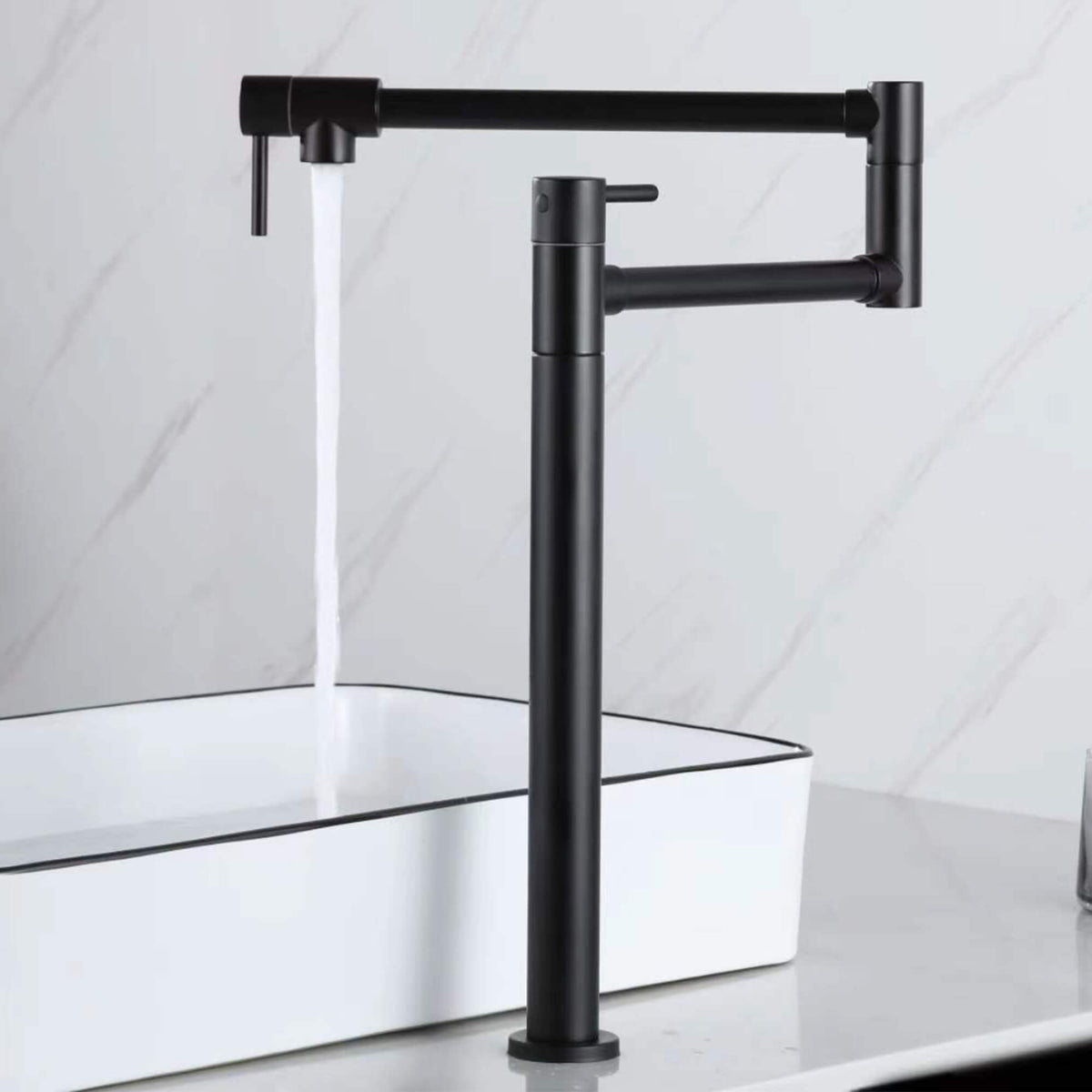 Countertop Pot Filler Faucet Solid Brass Folding Faucet with 2-Handle