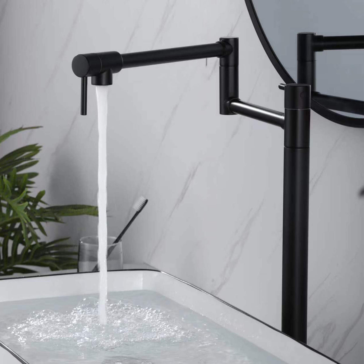 Countertop Pot Filler Faucet Solid Brass Folding Faucet with 2-Handle