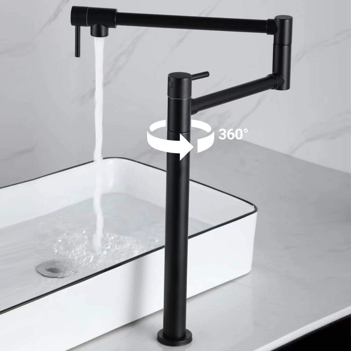 Countertop Pot Filler Faucet Solid Brass Folding Faucet with 2-Handle