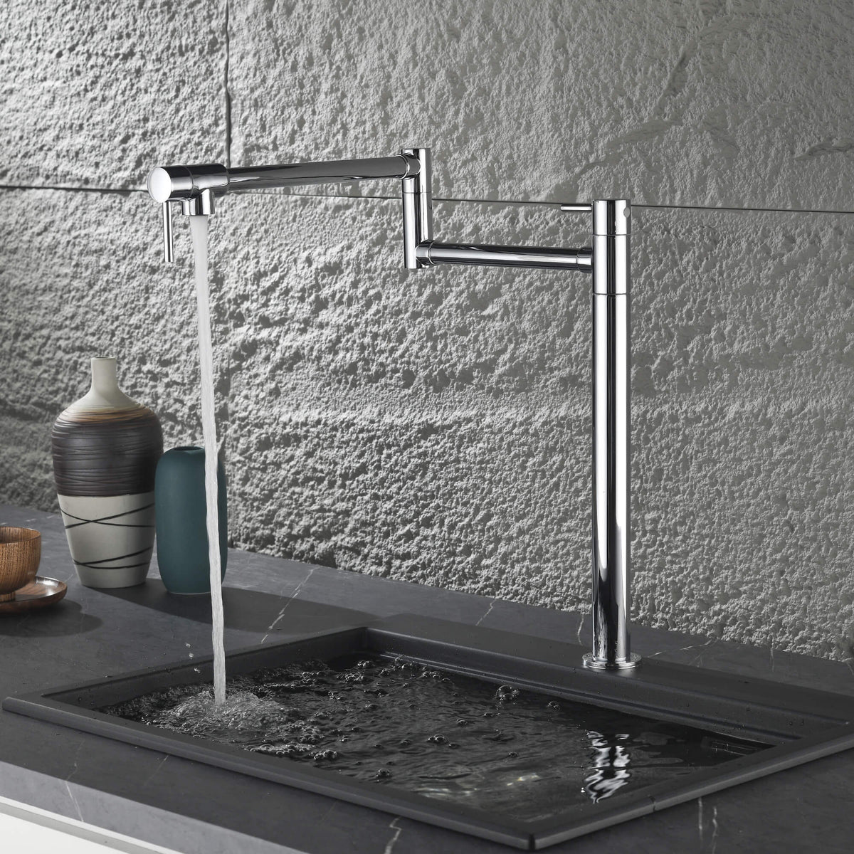 Countertop Pot Filler Faucet Solid Brass Folding Faucet with 2-Handle