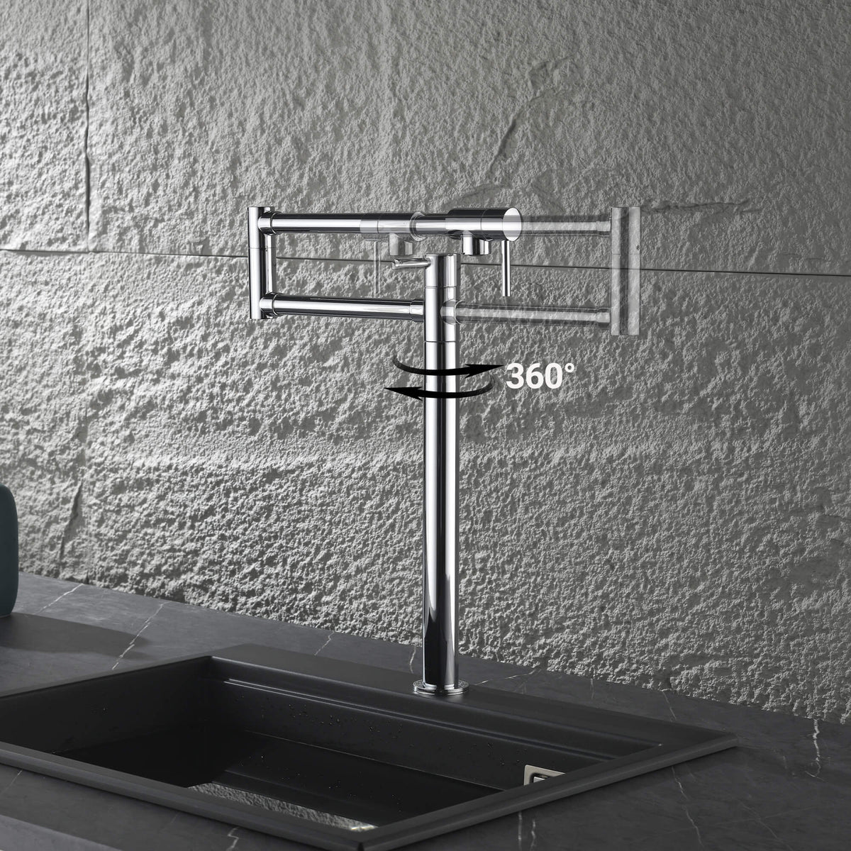 Countertop Pot Filler Faucet Solid Brass Folding Faucet with 2-Handle