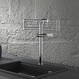 Countertop Pot Filler Faucet Solid Brass Folding Faucet with Dual Handles