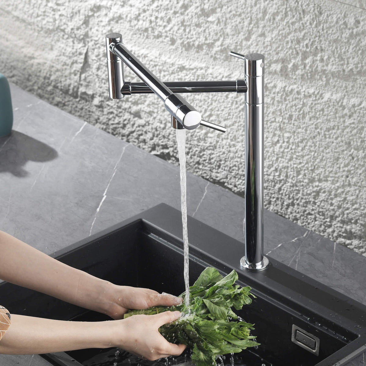 Countertop Pot Filler Faucet Solid Brass Folding Faucet with 2-Handle