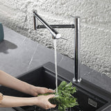 Countertop Pot Filler Faucet Solid Brass Folding Faucet with Dual Handles